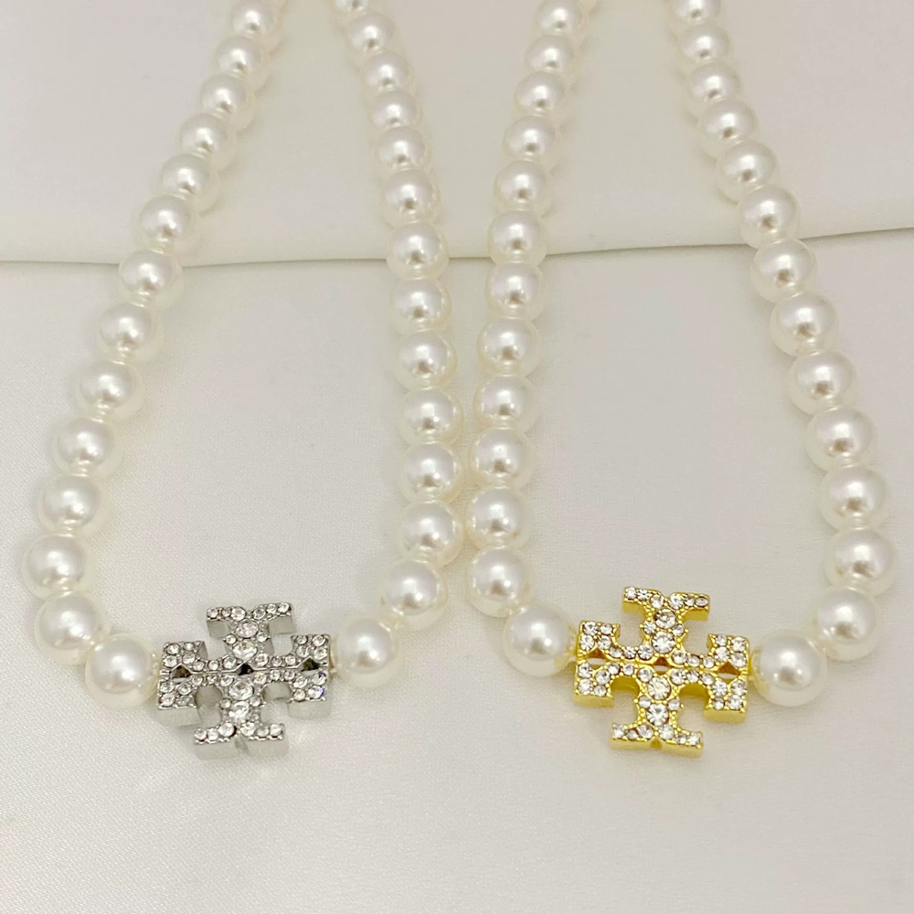 Tory Burch Trendy Diamond Letter Pendant Necklace